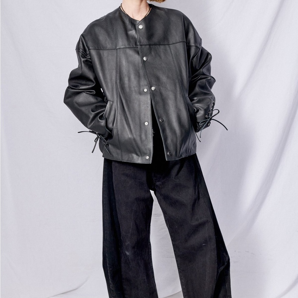 DEADWOOD BLACK CANOO Leather JACKET Women's Size Large unisex